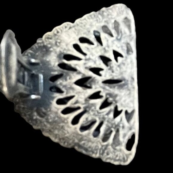 🆕 BANANA BOB Vintage Heart Pink Crystal Art Nouveau Silver Clip-On Earrings - Picture 8 of 8